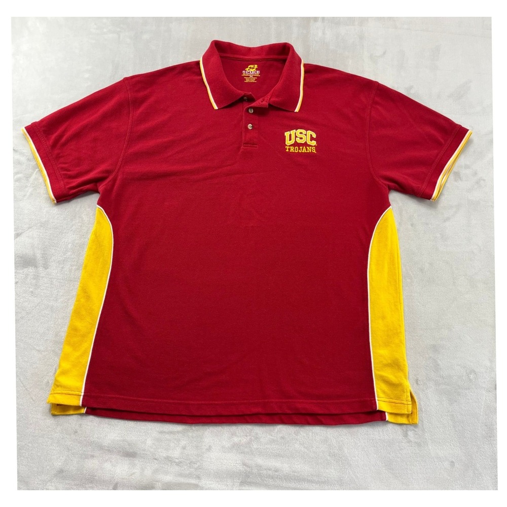 Spike Sports USC Trojans Polo Mens 2XL Red Performance Moisture-Wicking Shirt